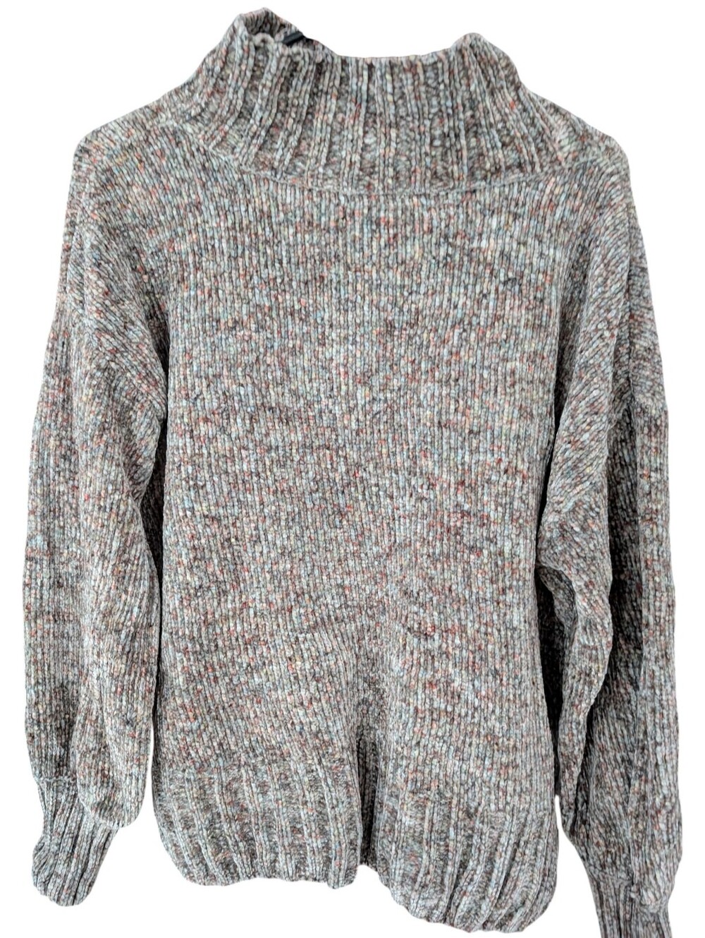 Cynthia Rowley Speckled Green Ribbed Turtleneck Sweater